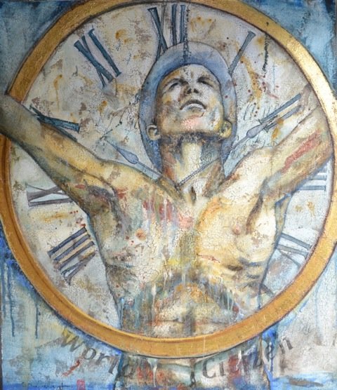 WORLD CITIZEN II, gesso, oil & mixte, gold leafs